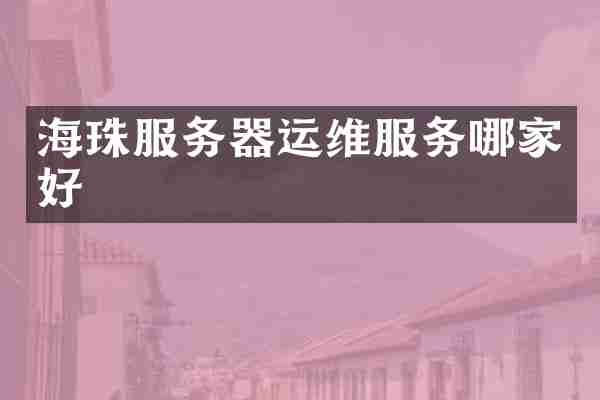 海珠服务器运维服务哪家好