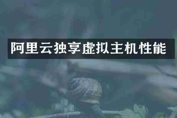 阿里云独享虚拟主机性能