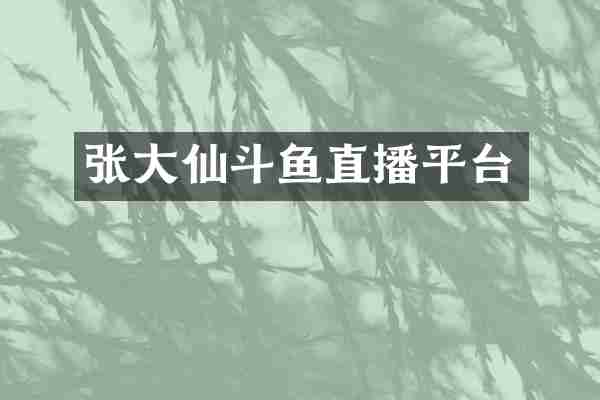张大仙斗鱼直播平台