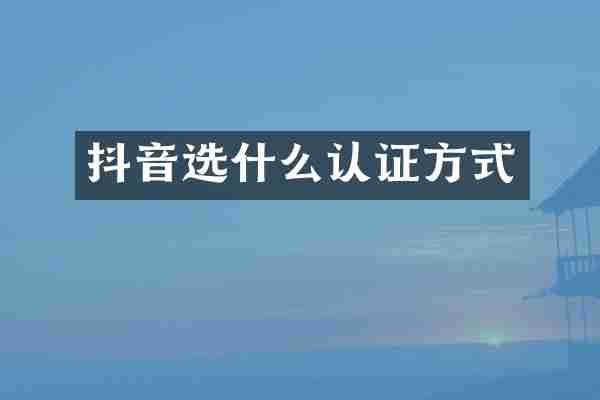 抖音选什么认证方式