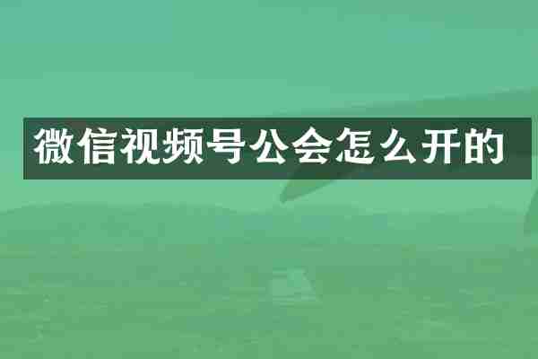 微信视频号公会怎么开的