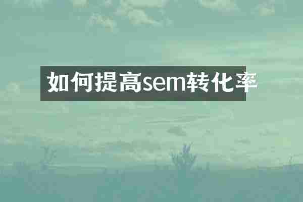 如何提高sem转化率