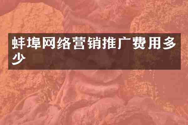 蚌埠网络营销推广费用多少