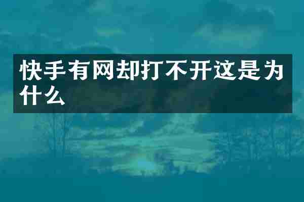 快手有网却打不开这是为什么