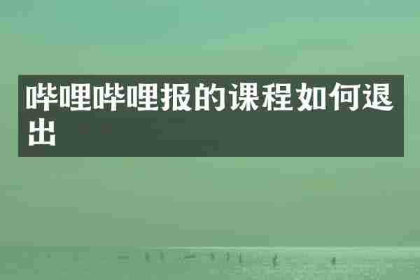 哔哩哔哩报的课程如何退出