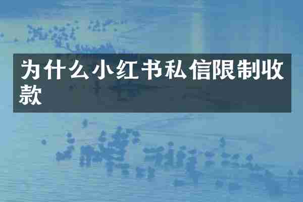 为什么小红书私信限制收款