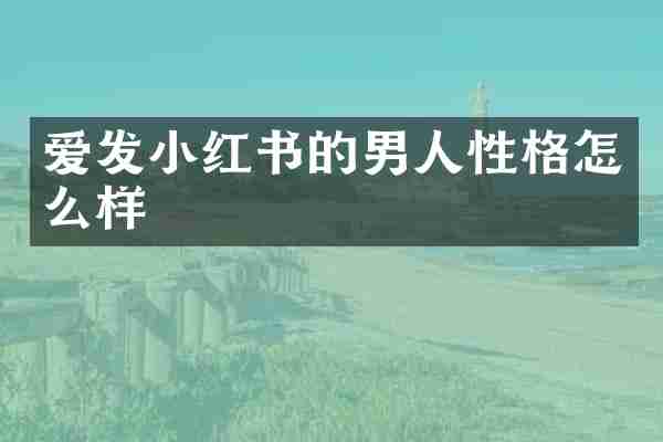 爱发小红书的男人性格怎么样