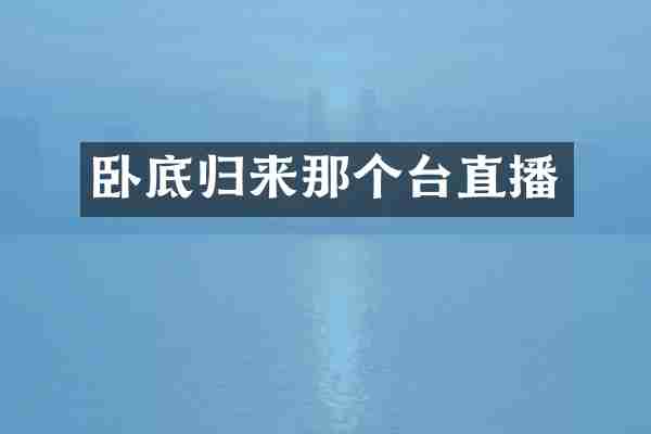 卧底归来那个台直播