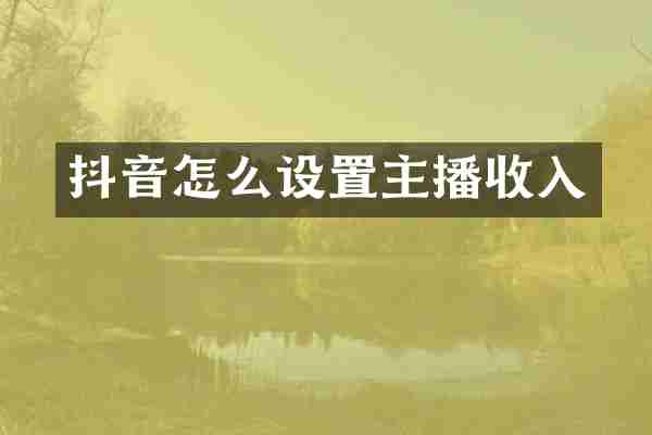 抖音怎么设置主播收入
