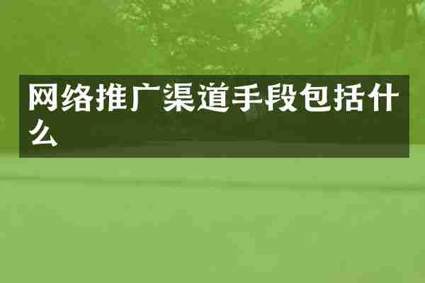 网络推广渠道手段包括什么