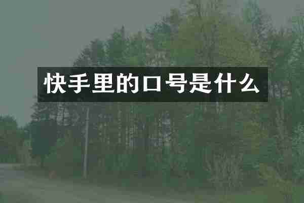 快手里的口号是什么