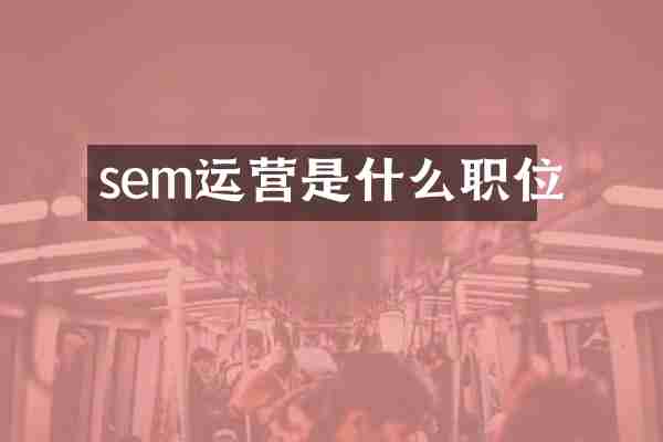 sem运营是什么职位