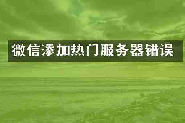 微信添加热门服务器错误