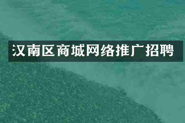 汉南区商城网络推广招聘