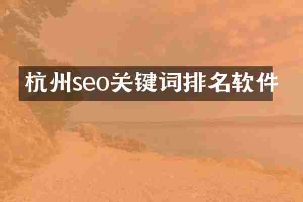 杭州seo关键词排名软件