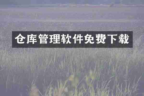 仓库管理软件免费下载