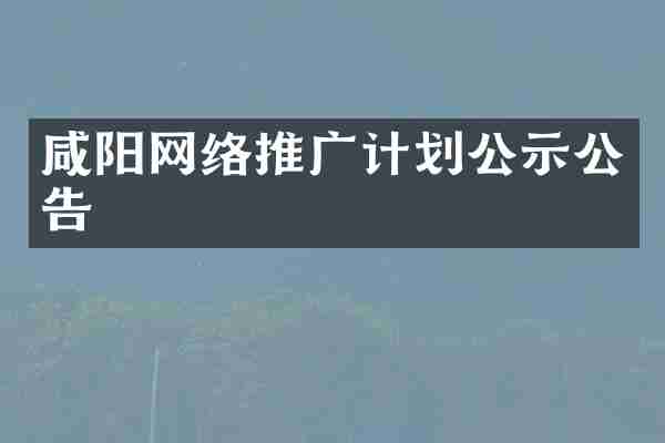 咸阳网络推广计划公示公告