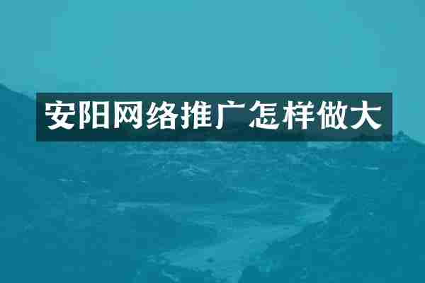 安阳网络推广怎样做大