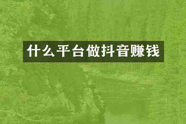 什么平台做抖音赚钱