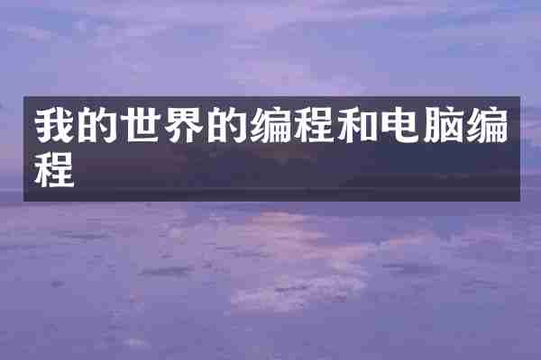 我的世界的编程和电脑编程