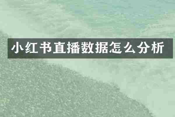 小红书直播数据怎么分析