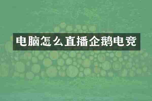 电脑怎么直播企鹅电竞