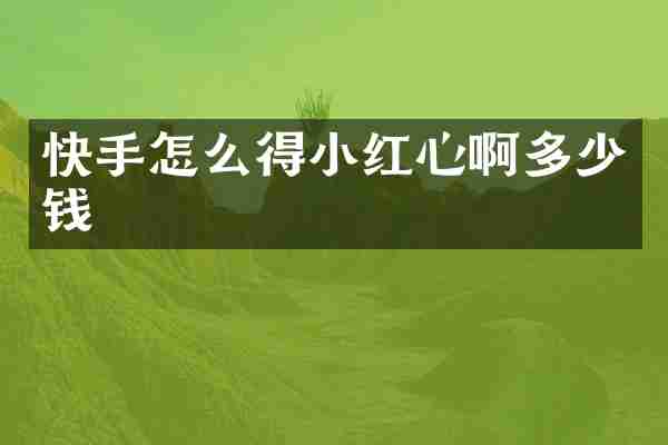 快手怎么得小红心啊多少钱