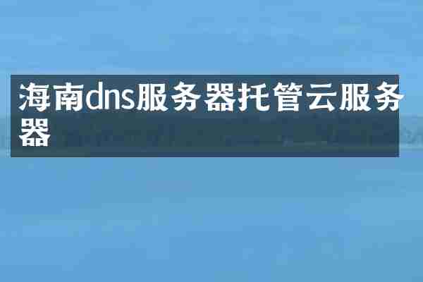 海南dns服务器托管云服务器