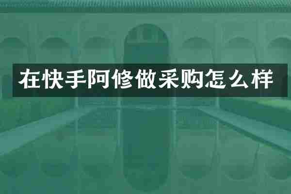 在快手阿修做采购怎么样