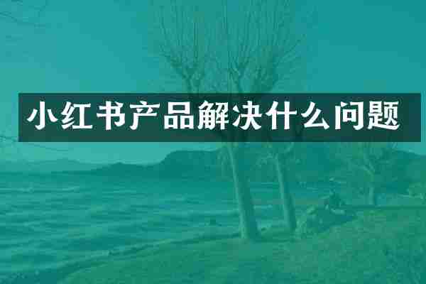 小红书产品解决什么问题
