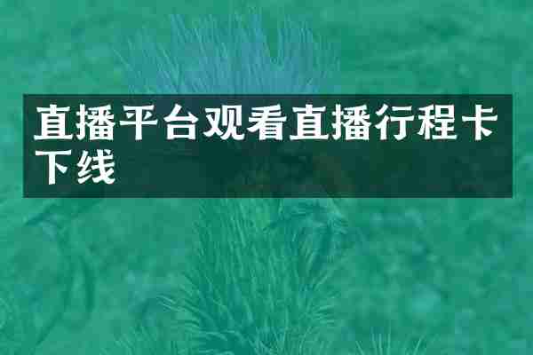 直播平台观看直播行程卡下线