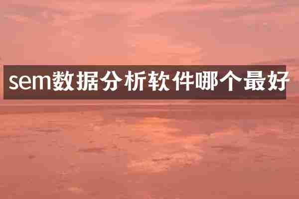 sem数据分析软件哪个最好