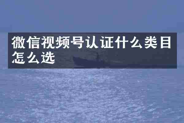 微信视频号认证什么类目怎么选