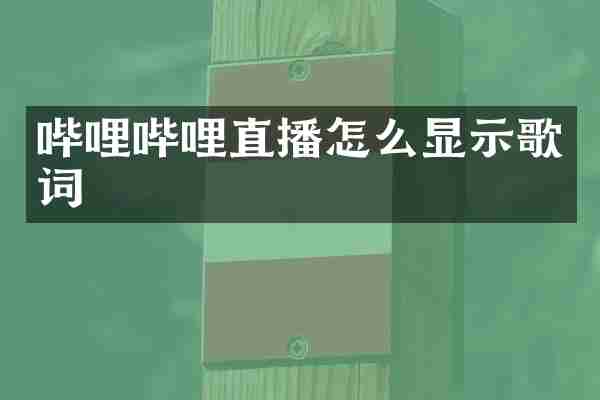 哔哩哔哩直播怎么显示歌词