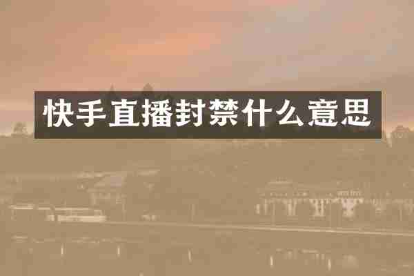 快手直播封禁什么意思
