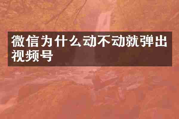 微信为什么动不动就弹出视频号
