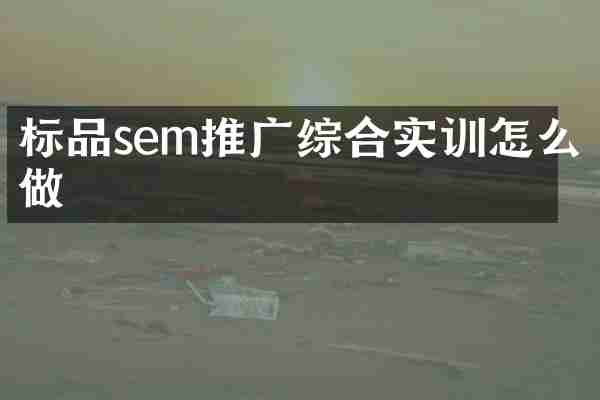 标品sem推广综合实训怎么做