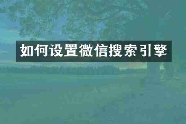 如何设置微信搜索引擎