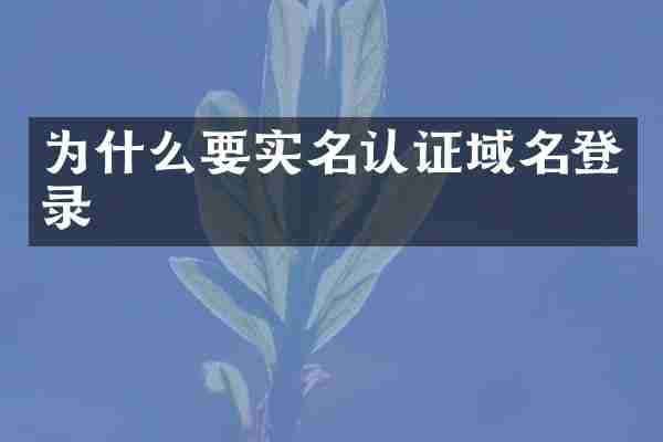 为什么要实名认证域名登录