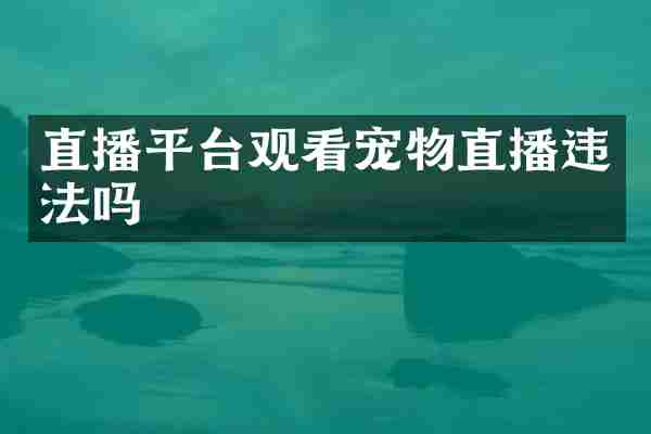 直播平台观看宠物直播违法吗