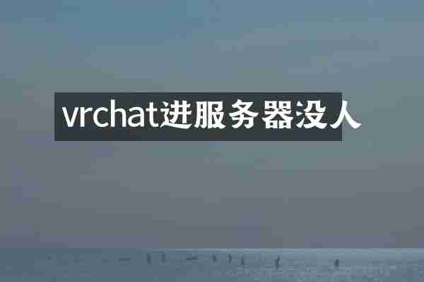 vrchat进服务器没人