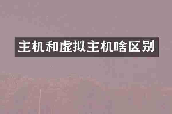 主机和虚拟主机啥区别