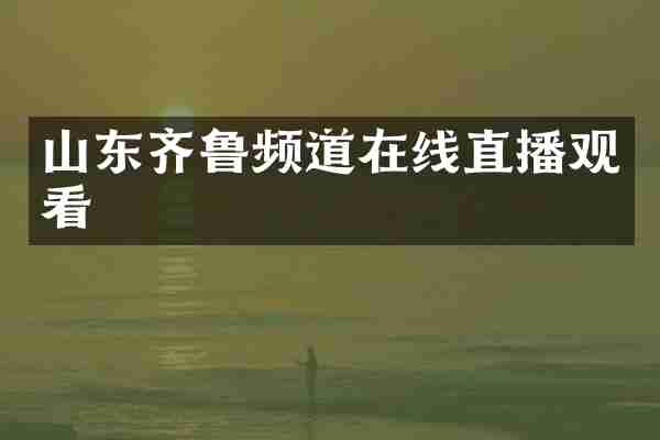 山东齐鲁频道在线直播观看