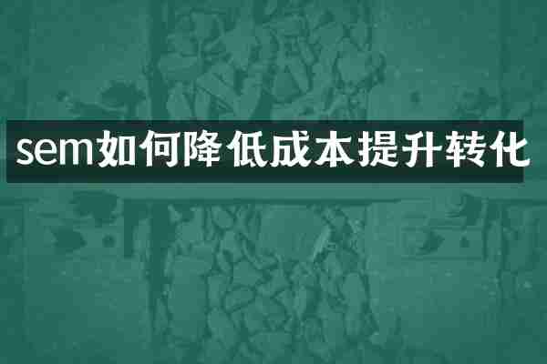 sem如何降低成本提升转化
