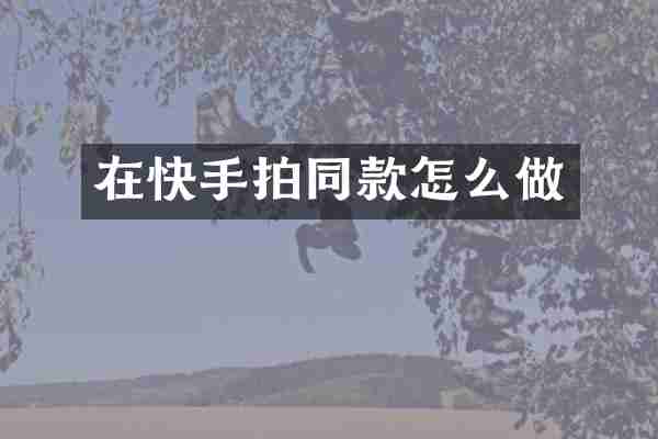 在快手拍同款怎么做