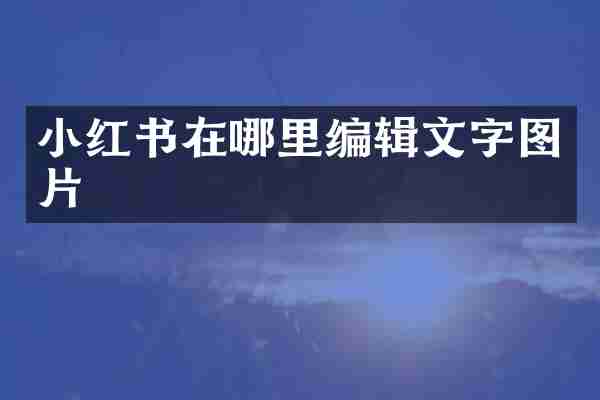小红书在哪里编辑文字图片
