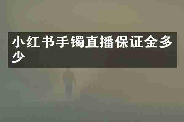 小红书手镯直播保证金多少