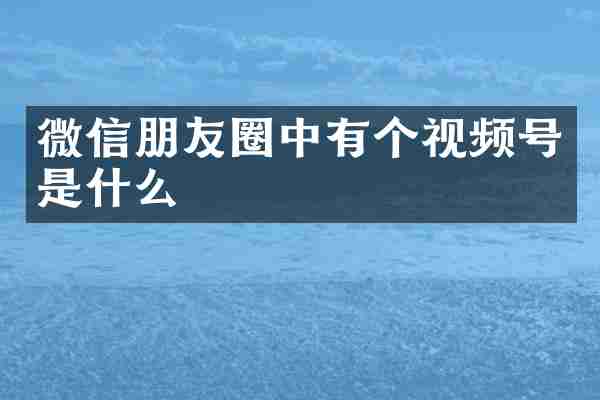 微信朋友圈中有个视频号是什么