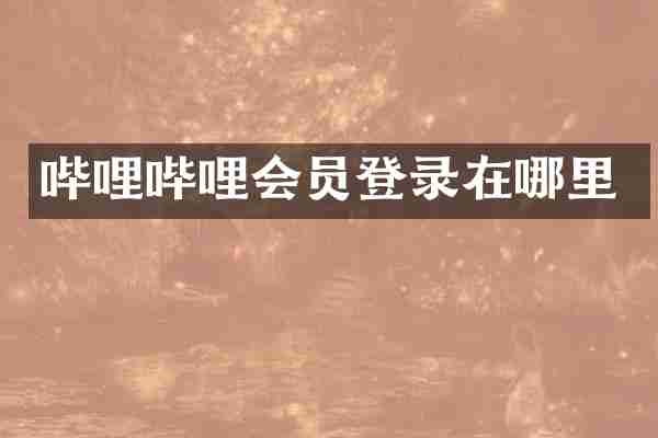 哔哩哔哩会员登录在哪里