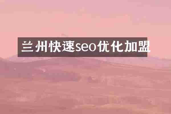 兰州快速seo优化加盟